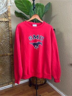 SMU Champion Red sweatshirt size large cotton horse mascot college gear